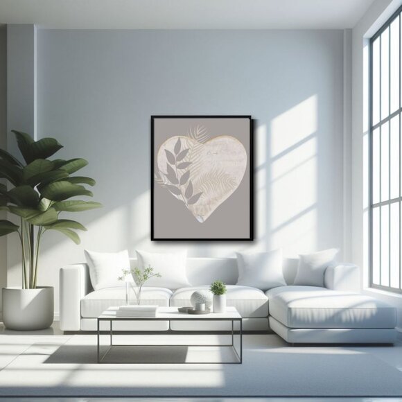 Heart of Nature - Minimalist Botanical Heart-Shaped Digital Art Print l - Picture 3 of 7